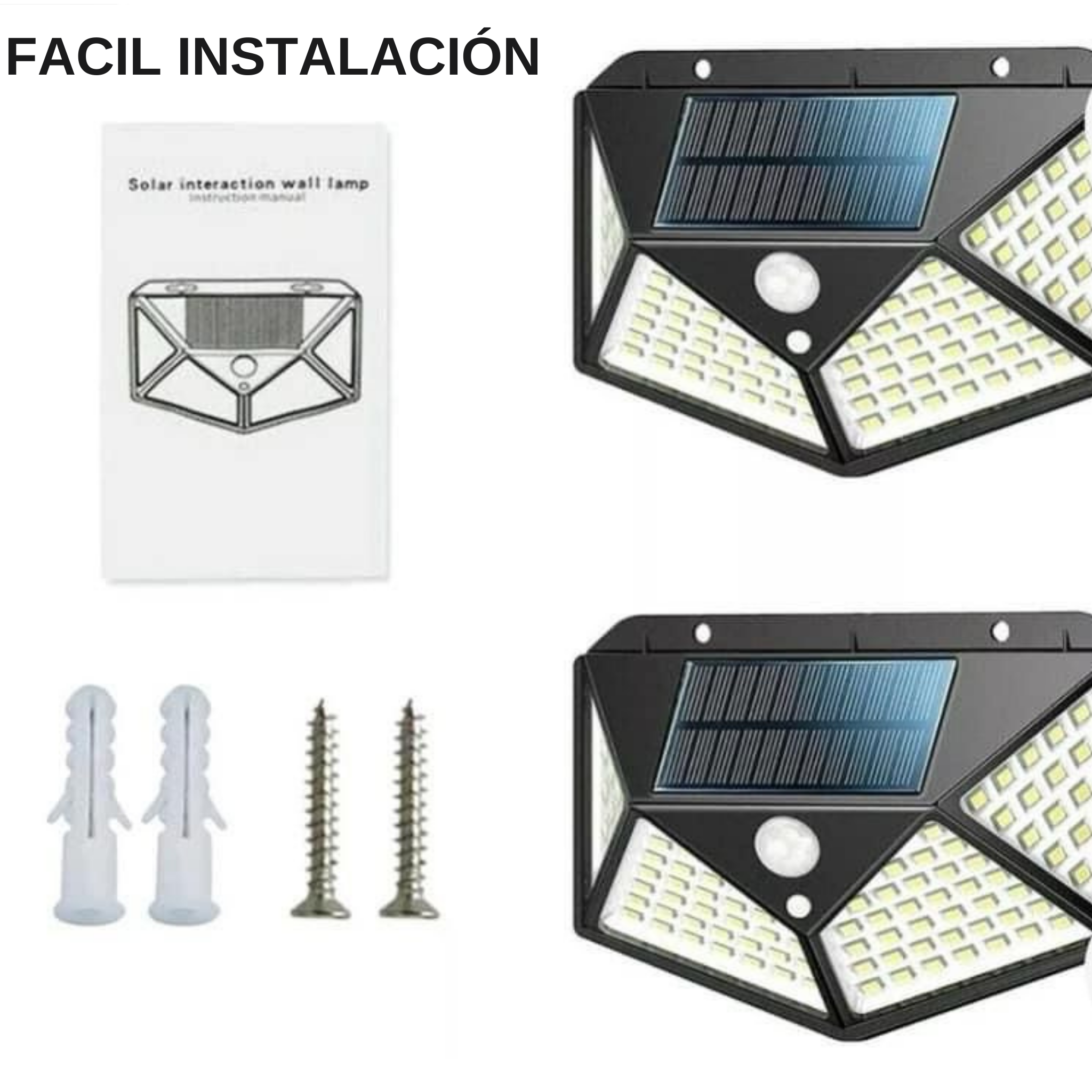 Reflector solar con luces led, sensor de movimiento, impermeable y alimentado por energía solar.